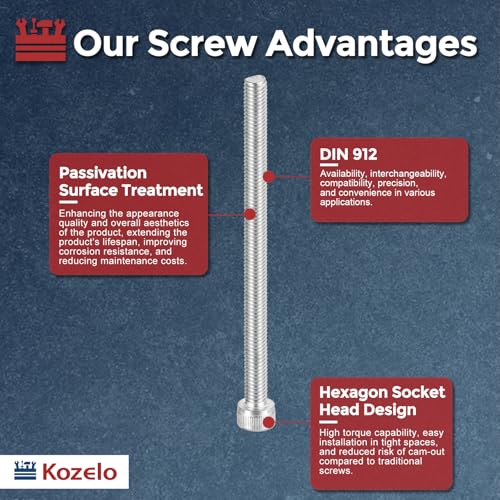 Kozelo 10 Stück Innensechskantschrauben - [M6-1 x 90mm] 304 Edelstahl Vollgewinde Allen Innensechskant Antrieb für Elektromotor 3D-Druck Lüfter Motorenaustausch, Silber