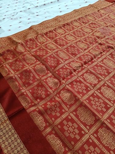 Image of NEW COLLECTION Women's Odisha Handloom Sambalpuri Pata Saree Temple Border Pasapalli Bomkai Buti Boyanika Design Saree Banarasi Soft Papa Silk Simple Ethnic Orissa Sari with Blouse Piece
