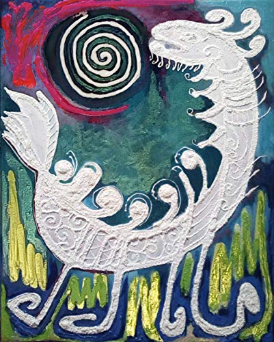 Composición 2 (40,5 x 50,5) Cuadro original, lienzo (canvas) bastidor de madera, Acrílico y Óleo, pintado a mano, arte contemporáneo figurativo, decoración hogar, regalo pared salón. Animal Fantasía