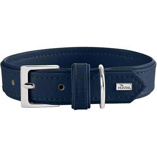 HUNTER Collar para Perro Amalfi, Color Azul Marino, Vegano, Piel sintética de napa, Suave, fácil de Limpiar