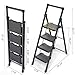 KINGRACK Step Ladder 4 Step Folding, 900lbs 4 Step Ladder with Anti-Slip Wide Pedal and Handrails, Lightwight Household Ladder, Pass 900LBS Testing, for Your Kitchen, Pantry, Closets, Office Use