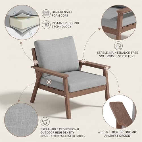 Image of LOUNZY HDPE Outdoor Furinture Set,7 Piece Sectional Sofa Patio Furniture Set, All Weather Outdoor Couch Set Patio Furniture Set for Deck, Lawn, Brown