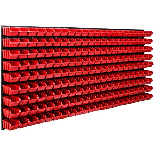 SimpleThing Lagersystem Werkstattregal | 172 x 78 cm | 198 stck. Box | Wandregal mit Stapelboxen - Wandplatten Extra Starke Schüttenregal Warkzeuglochwand Lagerregal Garage Regal