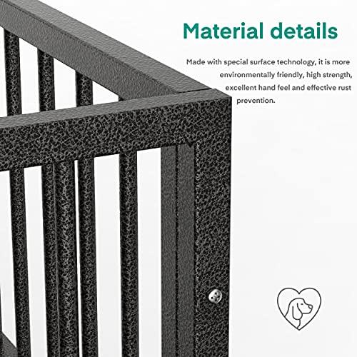 RULI Heavy Duty Dog Cage, 48" Luxury Dog Crate and Kennels for Large Dogs Indoor Outdoor with Double Doors, Locks and Lockable Wheels, Black - Image 5