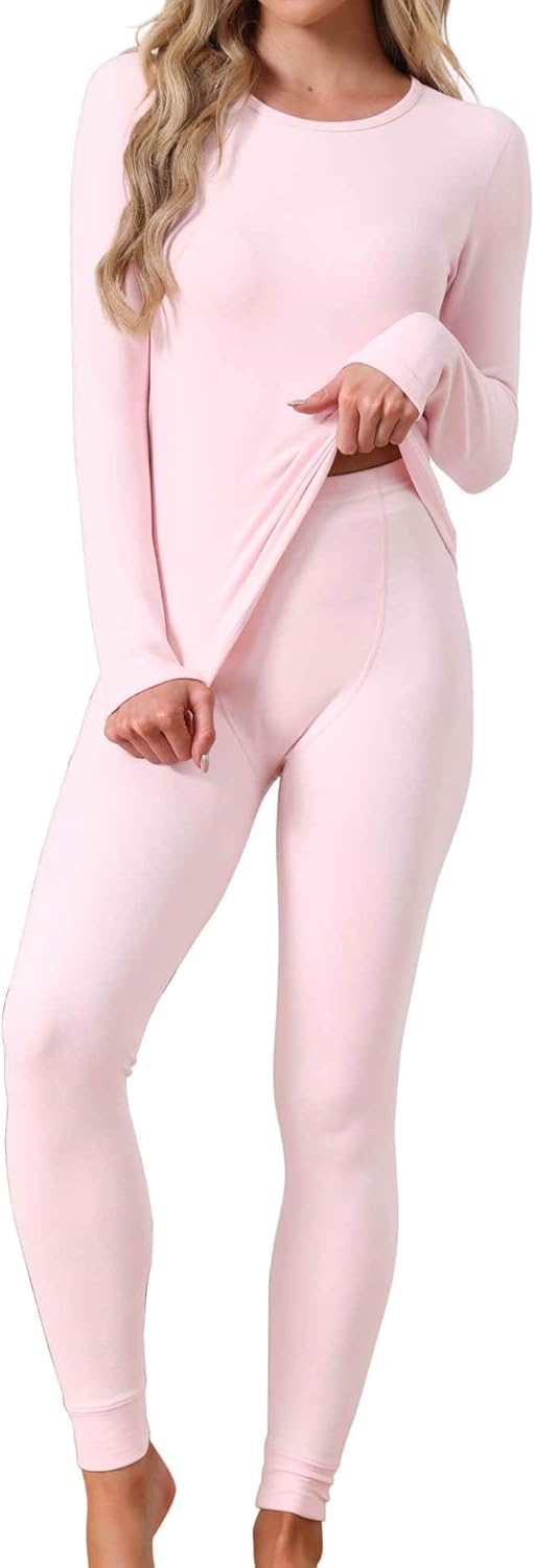 cheibear Womens Base Layer Underwear Sets Long Sleeve Shirt & Leggings Warm Winter Pajamas Thermals Long Johns