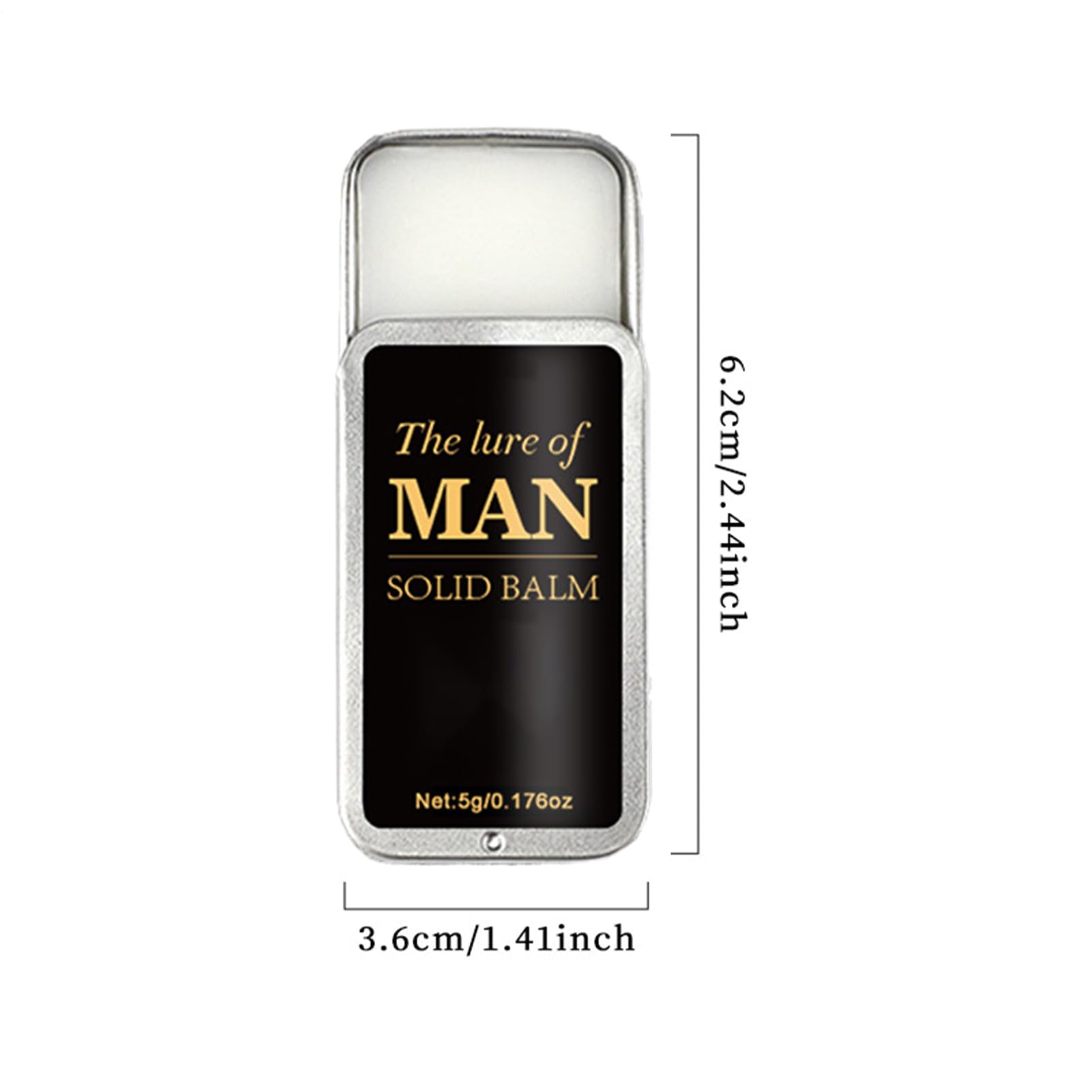Profumo solido da uomo, elegante fragranza quotidiana bergamotto in scatola di ferro, profumo premuroso, fragranza e di lunga durata, balsamo aromatico per appuntamenti formali, lavoro
