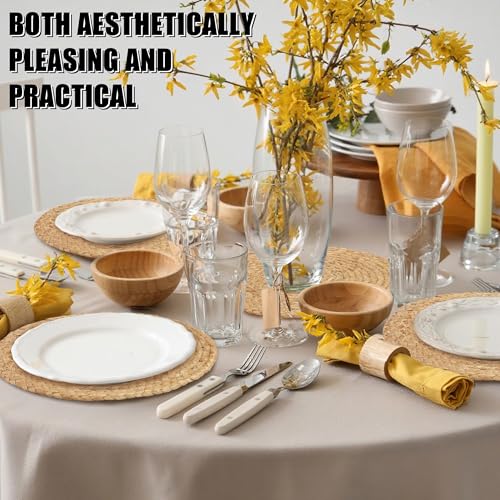 Image of Kochorie Set of 12 Round Woven Placemats 12-Inch Natural Water Hyacinth Plant Placemats Hand-Woven Boho Rattan Placemat Wicker Weave Table Mats for Home Dinner Plates Holiday Supplies