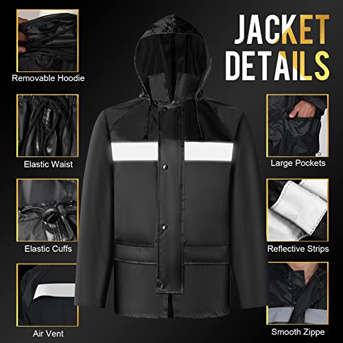 Rain Gear for Men Women Waterproof Lightweight Rain Suits Hideaway Hood Rain Jacket and Rain Pants for Outdoor4