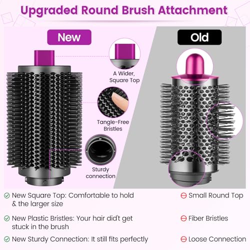 Image of Upgraded Large Round Volumizing Brush Attachment for Dyson Airwrap HS01 /05 /08, Round Brush for Dyson Air wrap Accessories for Straighten Fast Dry Big Curls Add Volume