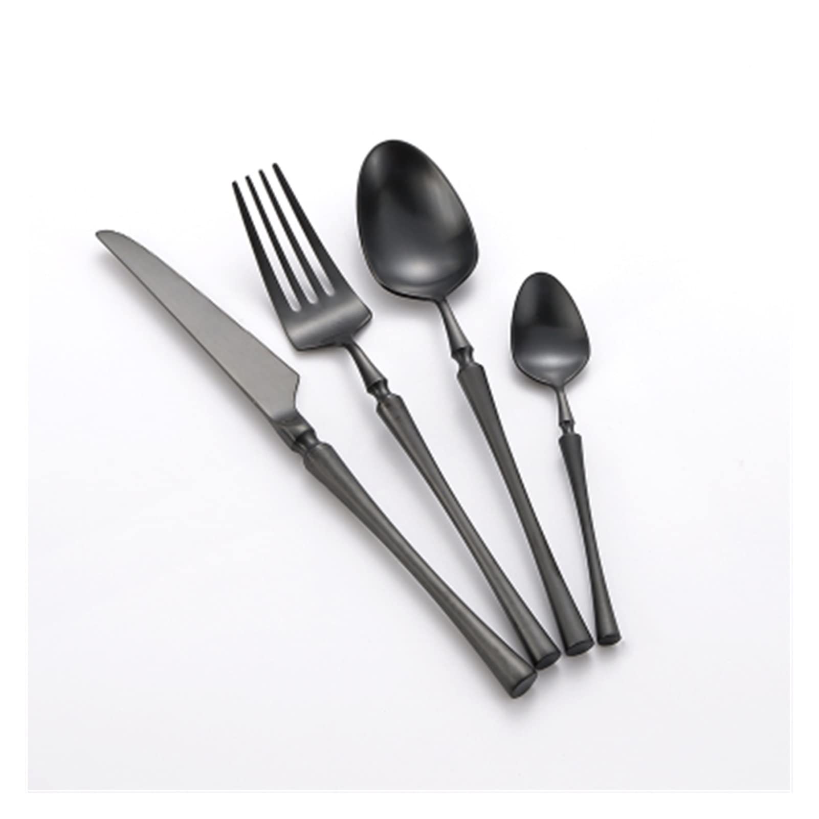 Party 24 teile/los Koreanische Lebensmittel Vintage Geschirr Besteck Set 18/8 Edelstahl Schwarz Abendessen Messer Gabeln S poons Matte Geschirr Sets Hervorragend (Color : Black 24pcs) (Black 24pcs )