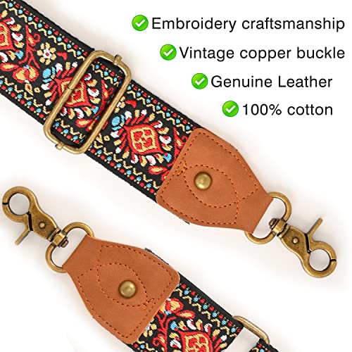 Image of Purse Strap Wide Shoulder Strap Replacement Crossbody Handbag Adjustable Embroidery Guitar Style Bag Strap
