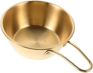 Men Shaving Foam Bowl with Gold Handle Stainless Steel Large Wet Shaving Dish Beard Cream Mug Grooming Accessory for Professional Shave