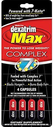 Dexatrim MAX Complex 7 Powered with 7-Keto The Power to Lose Weight 4 Capsules/Card (Lot of 24 Cards) =96 Capsules by DEXATRIM MAX