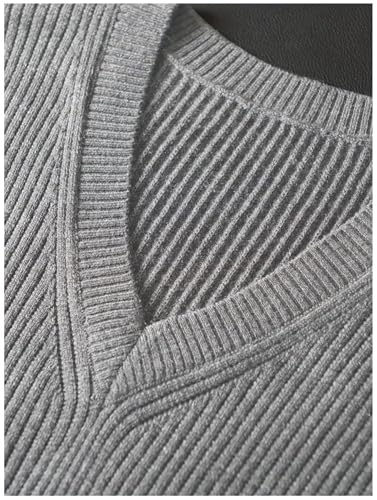Mnjyihy Men's Classic Sweater Vest Solid Color V Neck Lightweight Thermal Sleeveless Knitted Vests2