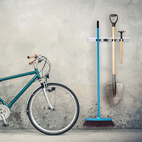 Relaxdays Gerätehalter Wandhalterung, Werkzeughalter für Wand, Ordnungsleiste Metall, Gartengeräte, Aluminium, silber, H x B x T: ca. 5,5 x 48,5 x 4,5 cm