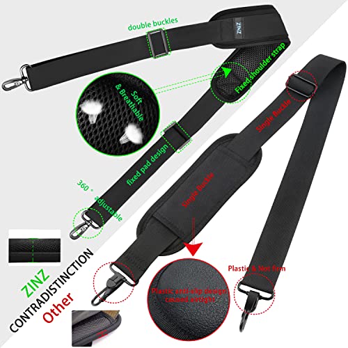 Image of ZINZ Shoulder Strap 78 inch Universal Bag Strap with Ultra-thick Fixed Padded and Dual Balanced Adjustable Buckles for Briefcase, Travel Bag, Laptop Bag, Crossbody bag - Black