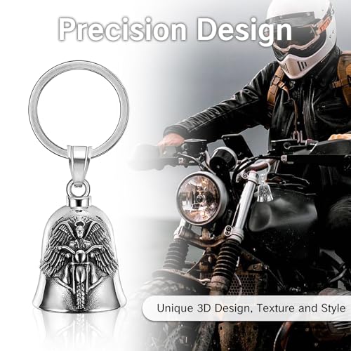 Image of NIIIYTYB Motorcycle Angel Bell for Riders Guardian Bell for Bikers Men's Good Luck Charm Keychain Accessory for Motorcycles Campana de la Suerte for Men Protective Biker Bells