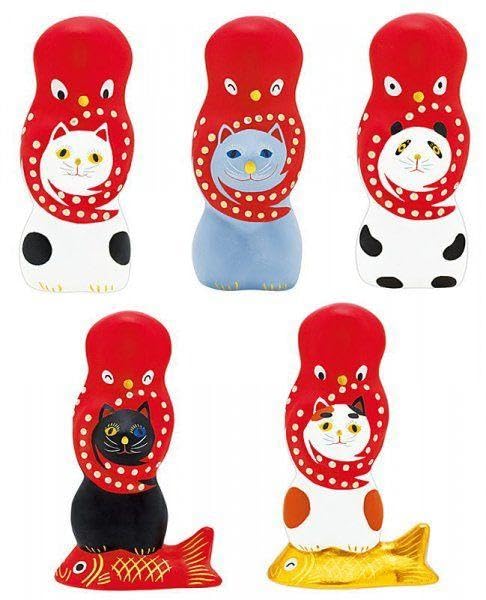 Amazon | 相良人形 猫に蛸 全5種フルコンプ 山形県伝統工芸品