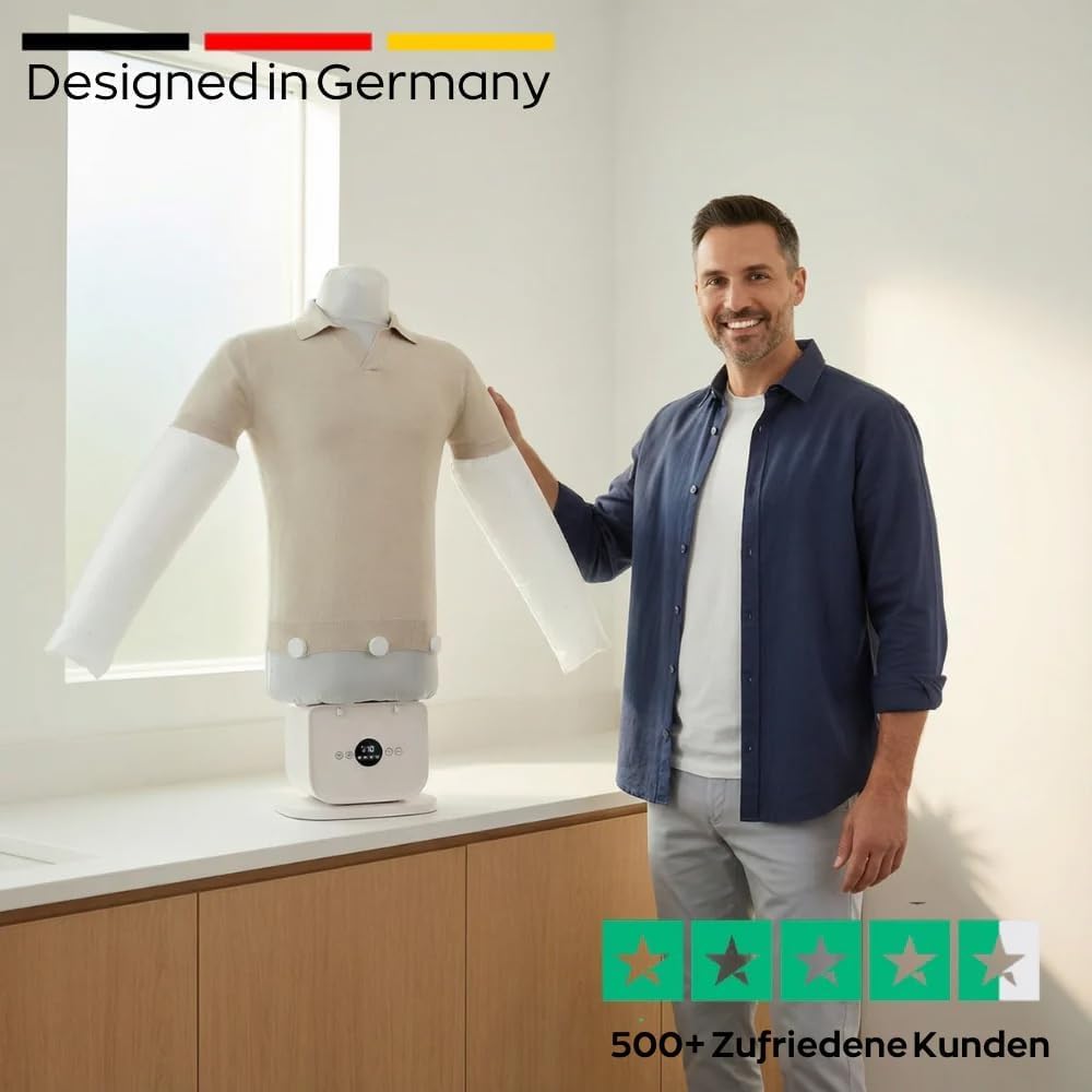 Hemdenbügler Automatisch – Bügelpuppe & Bügelautomat für Hemden und Hosen, Heißluft-Trockner 1400 W für den Haushalt