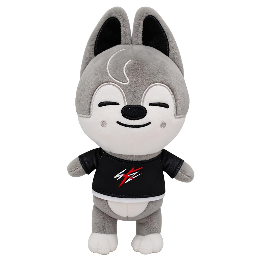 Wxeadu Stray Kids Plush Dolls, 25 cm Mini Stray Kids Plush Toy, Cute Cartoon Anime Stuffed Animal Dolls, Stray Kids Plushies, Soft Stuffed Toys, for Kids, Fans, Christmas (Grey)