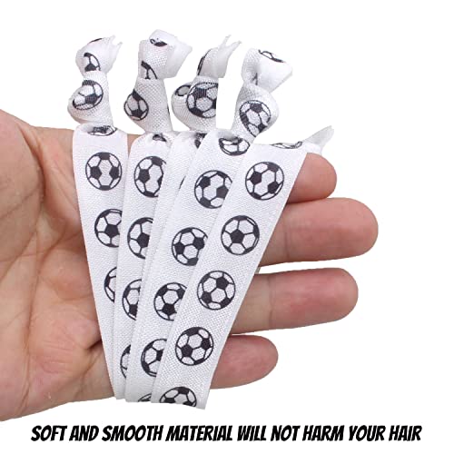 20 Pieces Soccer Hair Ties Elastic Ribbon No Crease Ponytail Holders Football Elastic Hair Ties Soccer Hair Accessories For Girls Women Soccer Party Team Members #TOP2