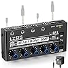 LZSIG Headphone Amplifier 4 Channel, Metal Stereo Audio Amplifier with Bass Boost, Mini Earphone Splitter with Power Adapter, 1/4" & 1/8" TRS Headphones Output & TRS Audio Input, DC 12V