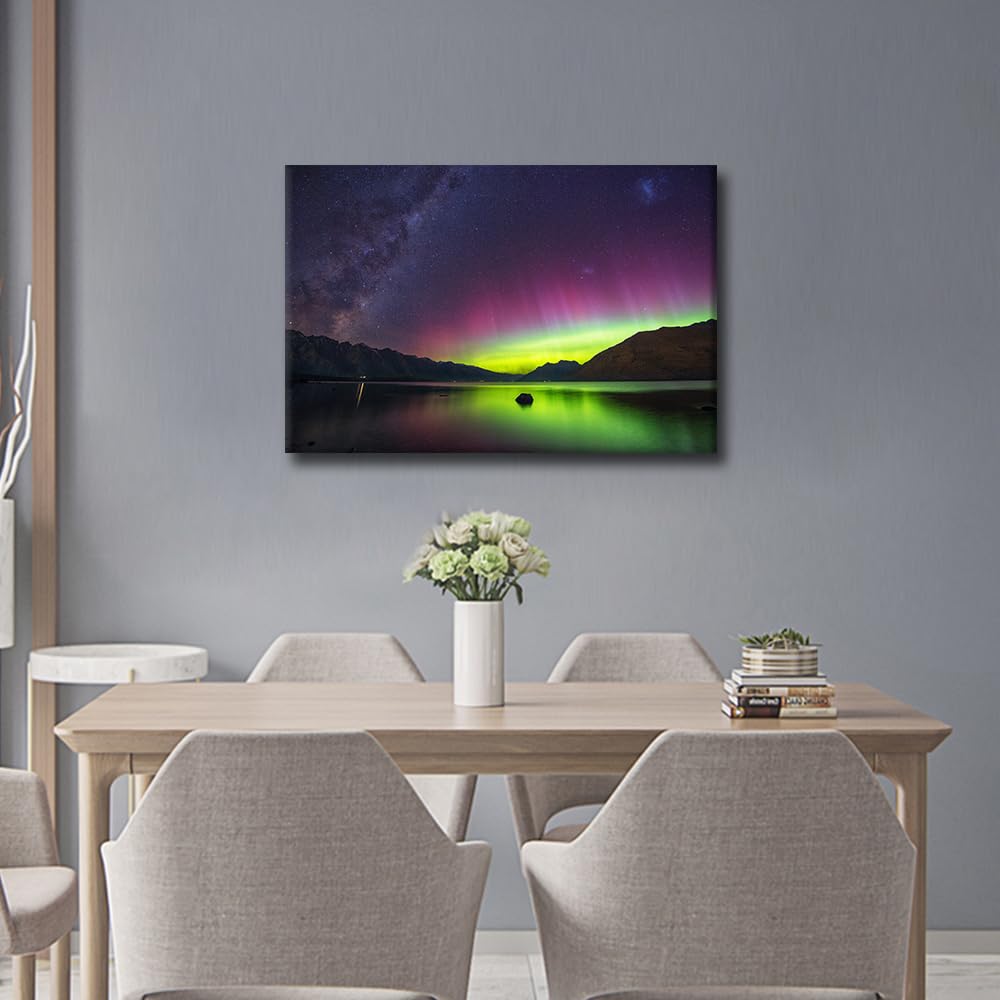 Canvas Wall Art for Living Room Milky Way Modern Home Decor Aurora Australis HD Printed Posters Artwork for Bedroom Office Nature Landscape Wall Art Painting Pictures Ready to Hang - Image 2