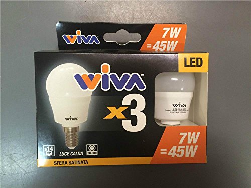 Kit 3 lampade LED basic E14 sfera 7W = 45W Wiva