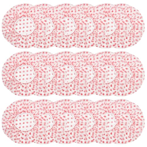 18Pcs Plastic Shower Caps for Women Waterproof Bath Caps Bathing Hair Cap Reusable Shower Caps for Shower,Spa,Salon,Housework,Girls,Home,Travel (Pink)
