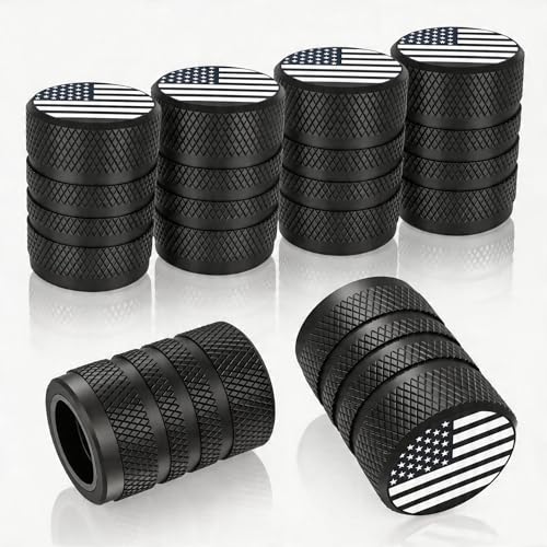 Image of Tire Valve Stem Caps, Black, 6 pcs /Pack, Anodized Aluminum Tire Valve Cap Set, Corrosion Resistant, Universal Stem Covers for Cars Trucks Motorcycles SUVs and Bikes (Black)
