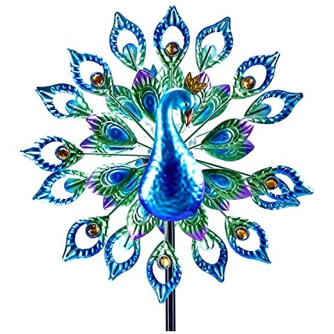 Foooqu Solar Peafowl Wind Spinner Sculpture Cover