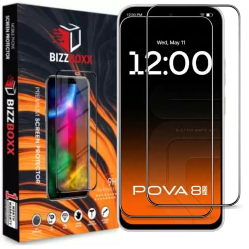 Image of Screen Guard For Tecno Pova 8 Tempered Glass Screen Protector Guard - HD Clarity, Anti-Fingerprint Temper Guard (Tecno Pova 8-6.76 Inch) With Installation Kit - Pack of 2