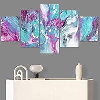 SIGNWIN 5 Panel Canvas Wall Art Modern Art Abstract Fluids for Home Decorations Ready to Hang - 60