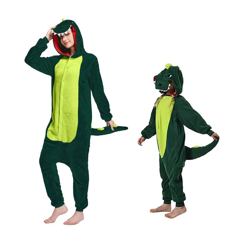 Pijama de Dibujos Animados de Dinosaurio,Mono Animales Pijama Adorable,Disfraz de Cosplay para Niños y Adultos para Carnaval y Fiestas de Halloween