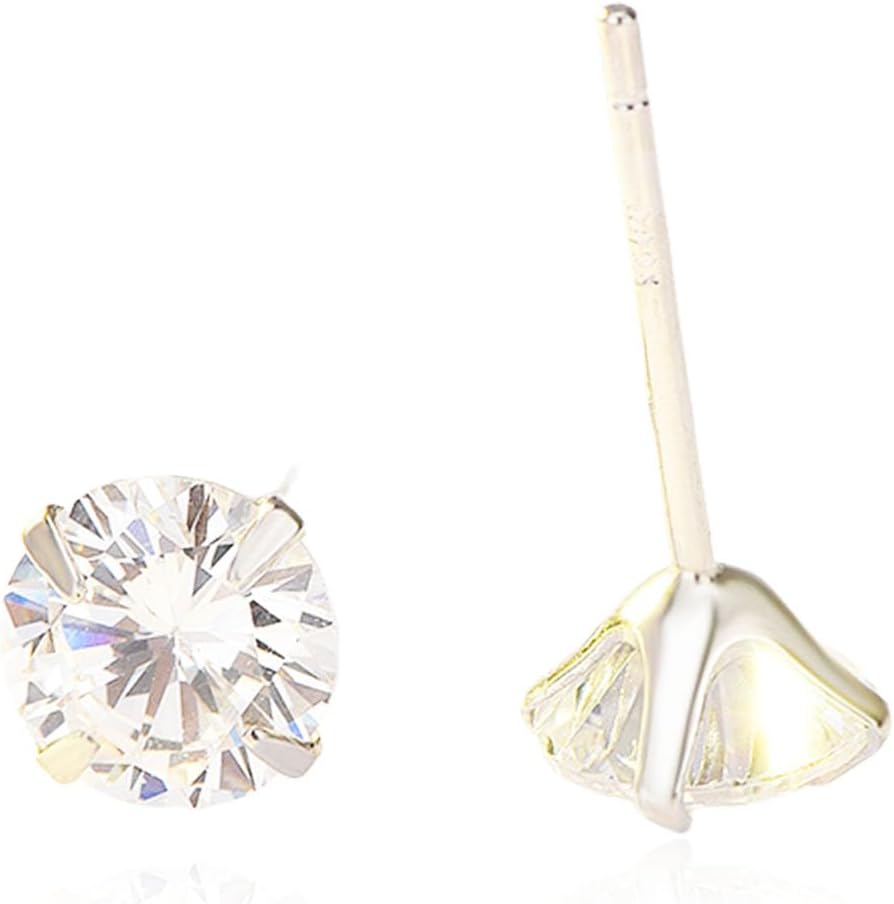 Solid 925 Sterling Silver, Cubic Zirconia Stud Earrings for Women, Cartilage Earring, hypoallergenic earrings for women, Small Stud Earrings