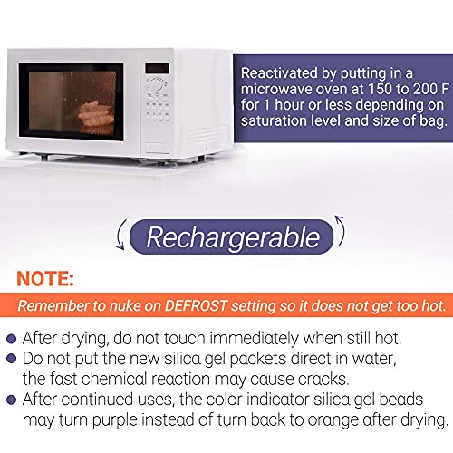 Lotfancy Silica Gel Packets, 50 Gram 15 Packs Rechargeable Desiccant Dehumidifiers Packets, Moisture Absorber Drying Bag With Orange Indicator, Non-Toxic, Odorless #TOP7