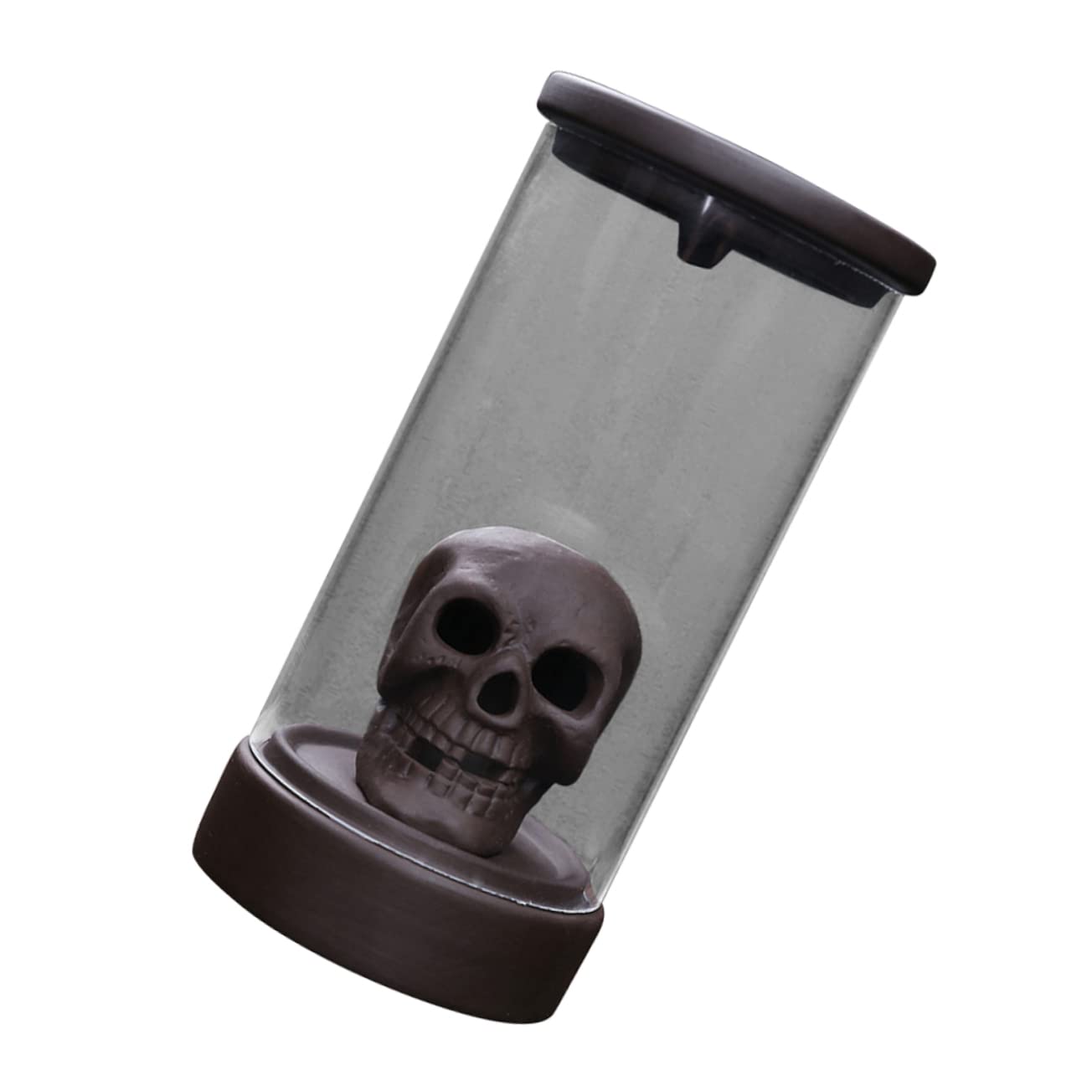 Aromabrenner in Totenkopfform aus Keramik, Halloween Geschenkideen | Räuchergefäßhalter, Coffee Farbe, für Meditation, Schlafzimmer und Yoga Raum, Rückfluss Brennen