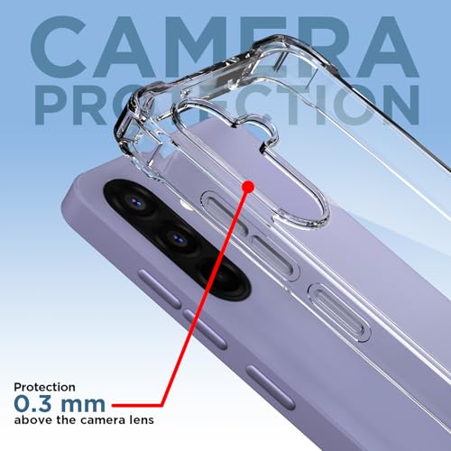 Image of Amazon Basics Back Cover for Samsung Galaxy A37 5G PC + TPU Clear Transparent Raised Edges Shockproof Protective Phone Bumper Case (Transparent)