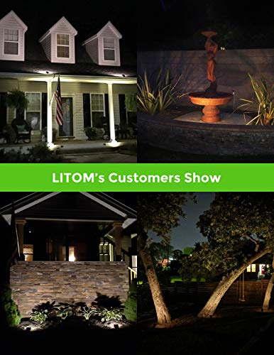 LITOM 12 LED Solar Landscape Spotlights, IP67 Waterproof Solar Powered Wall Lights 2-in-1 Wireless Outdoor Solar Landscaping Lights for Yard Garden Driveway Porch Walkway Pool Patio 4 Pack Warm White