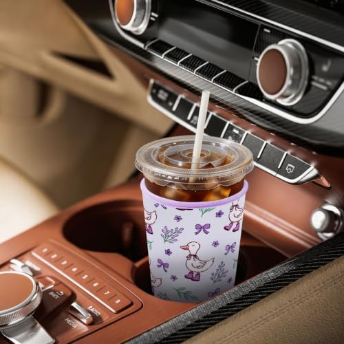 Image of Insulated Neoprene Cup Sleeve for Iced Coffee & Cold Soda - Reusable & Sweatproof, Keeps Drinks Cold Longer, Coffee Coolie for Hot & Iced Drinks (Silly Goose, Small: 16-18oz)