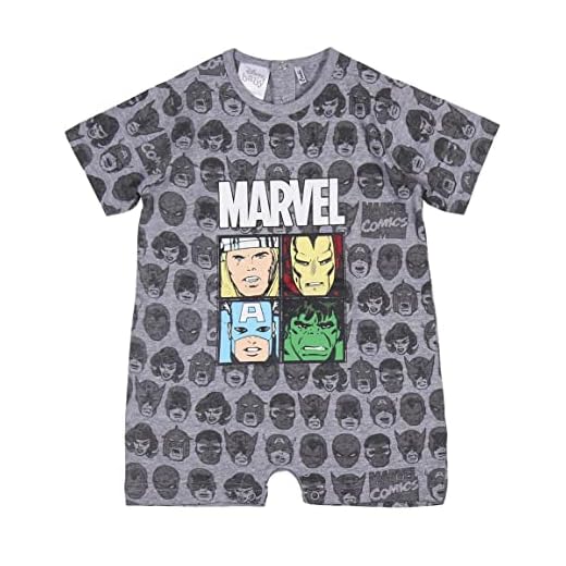 CERDÁ LIFE'S LITTLE MOMENTS - Ropa de Bebe de Niño en Algodón 100% | Pelele Verano de Manga Corta de Thor, Iron Man, Capitan America y Hulk - Licencia Oficial Marvel