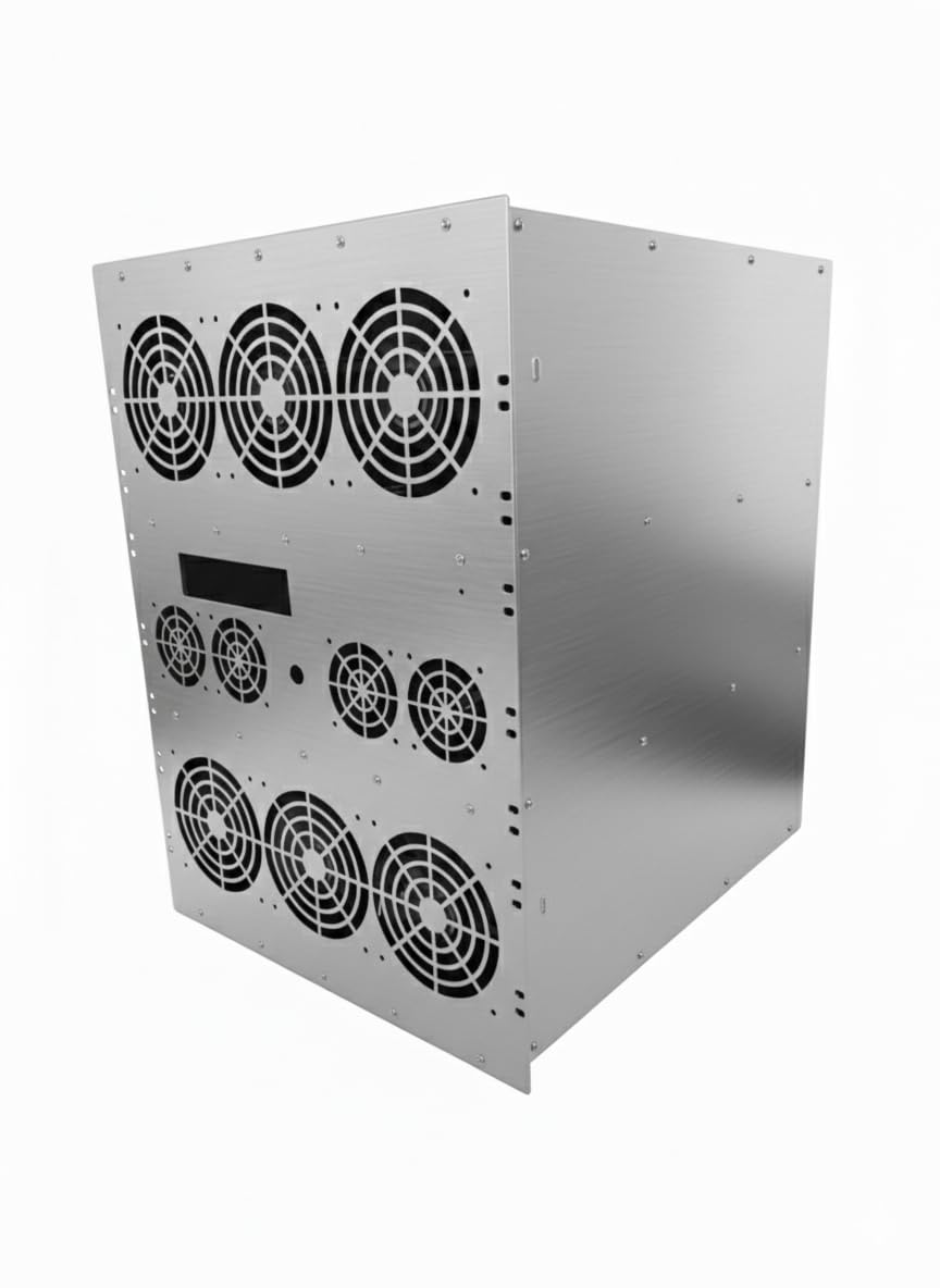 K-CASE 2 RAW - Rack 19 pollici CASE per crypto, AI, laboratorio di casa. Dimensioni 14,5U, eATX 3 x PSU, 8/12 x GPU, 16 ventilatori