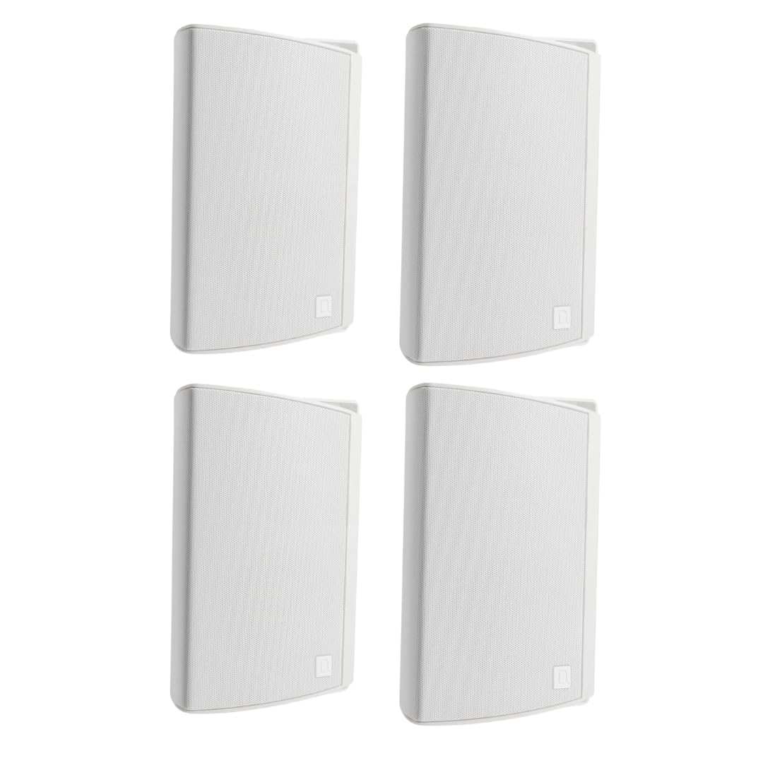 Definitive Technology Dymension AW-450 Outdoor Speaker Bundle – 2 Pairs, All-Weather IP66 Surface-Mount Wired Speakers with 4.5" Woofer, 1” Tweeter & Passive Bass Radiator (White)