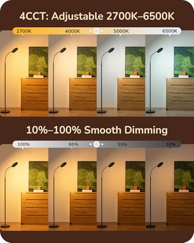 Image of EDISHINE Modern LED Floor Lamp 1300LM Floor Lamps for Living Room Brown