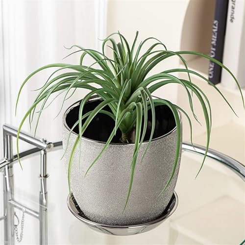 Luksusowa ceramiczna doniczka na kwiaty z tacą na storczyki – elegancka doniczka do wnętrz do salonu, prosty złoty design, idealna dla Phalaenopsis i małych roślin.