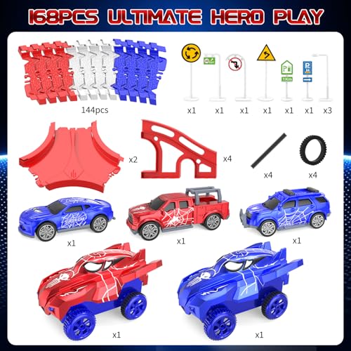 Image of Spider Toys for Boys 4-6, Spider Race Track with 5 Cool Spider Cars Toys for Kids Boys Toddler, Flexible Car Tracks for Age 3 4 5 6 7 8 Year & Up Old Boy Girls Birthday Gifts
