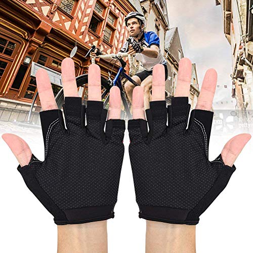 Image of SHIVEXIM Riding Printed Half Finger Gloves,Anti-Skid Silicone Gloves for Cycling Fitness Cycling Gloves (Black)