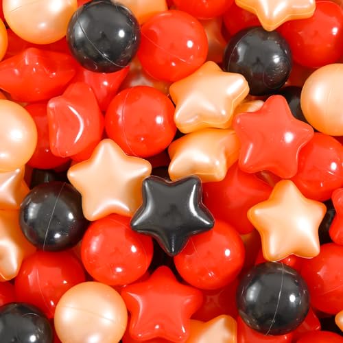 Heopeis Star Ball Pit Balls for Toddlers, Bulk 200 Pack Phthalate & BPA Free Crush Proof Plastic Toy Balls for Kids, Ball Pool Play Tent, Baby Kiddie Pool Water Toys, Party Decoration