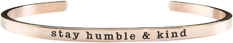Stay Humble and Kind 6 Inch Rose Gold Tone Metal Adjustable Inspirational Cuff Bracelet