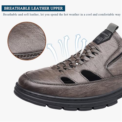 Men's Slip on Sport Sandals Closed Toe Leather Lightweight Walking Sandals Non Slip Comfortable Beach Water Hiking Athletic Indoor Outdoor Shoes3